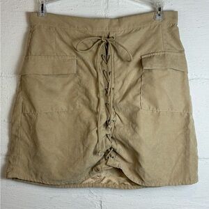 Wild Honey Woman’s Khaki Lace Up Night Out Casual Mini Trendy Skirt Size Medium